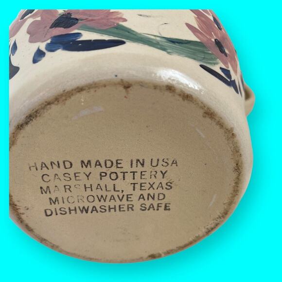 Vintage Casey Pottery Pitcher Marshall Texas USA Wreath Heart Pattern - Picture 9 of 10